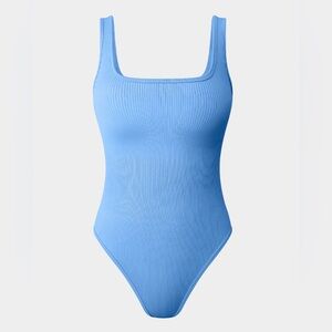 OQQ Ribbed Square Neck Sleeveless Tank Tops Bodysuit